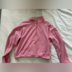 Women’s lululemon brushed softstreme half zip, color: pink tide, size 12